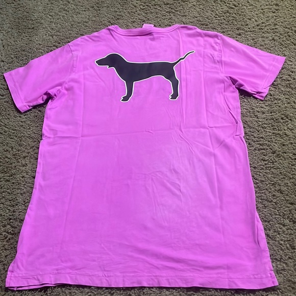 Ladies Pink Victoria Secret short sleeve pocket t-shirt with dog on back Sz XS - Picture 4 of 9